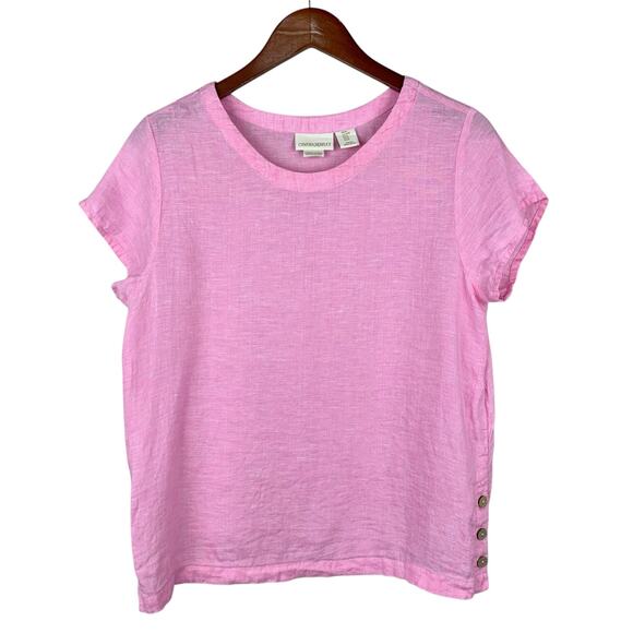 Cynthia Rowley Tops - Cynthia Rowley Linen Shirt Pink Short Sleeve Top  Women’s M